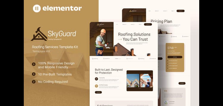 Item cover for download SkyGuard - Roofing Services Elementor Template Kit